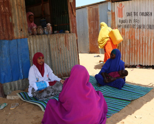 Community health workers raise public awareness in Mogadishu of prevention and management of COVID-19. Image credit: Save the Children Somalia