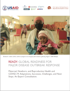 Cover image from Maternal, Newborn, and Reproductive Health in Emergencies (MNRHiE) and COVID-19
